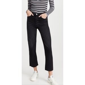 New RE/DONE Jeans Women's 32 High‎ Rise Stove Pipe Denim Rigid Cropped Black